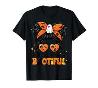 Little Miss Bootiful Messy Bun Halloween Girl T-Shirt