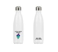 Little Miss Brave Stainless Steel Water Bottle - 500ml | 26cm x 7cm Reusable Drink Bottle | Official Mr Men Gift | Proudly Printed in The UK | Eco-Friendly & Durable Design