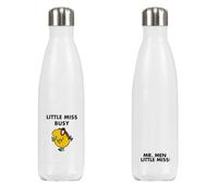 Little Miss Busy Stainless Steel Water Bottle - 500ml | 26cm x 7cm Reusable Drink Bottle | Official Mr Men Gift | Proudly Printed in The UK | Eco-Friendly & Durable Design