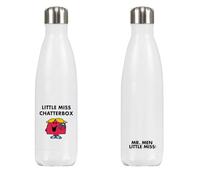 Little Miss Chatterbox Stainless Steel Water Bottle - 500ml | 26cm x 7cm Reusable Drink Bottle | Official Mr Men Gift | Proudly Printed in The UK | Eco-Friendly & Durable Design