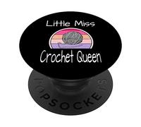 Little Miss Crochet Queen Funny Knitter Knitting Yarn PopSockets Swappable PopGrip