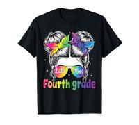 Little Miss Fourth Grade Messy Bun Girls Kids Team 4th Grade T-Shirt
