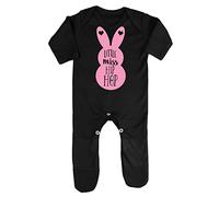 Little Miss Hip hop (Bunny Cut Out) Baby Romper Jumpsuit with feet, 0-3 Months, Black
