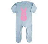 Little Miss Hip hop (Bunny Cut Out) Baby Romper Jumpsuit with feet, 3-6 Months, Pastel Blue