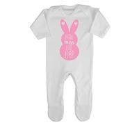 Little Miss Hip hop (Bunny Cut Out) Baby Romper Jumpsuit with feet, 6-12 Months, White