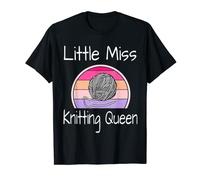 Little Miss Knitting Queen Funny Knitter Crochet Yarn T-Shirt