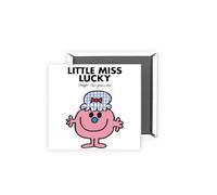 Little Miss Lucky Magnet - 2x2 Inch Glossy Rectangular Fridge Magnet | Official Mr Men Gift | Proudly Made in the UK | Fun Home or Office Accessory with Branded Packaging