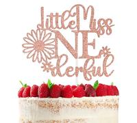 Little Miss Onederful Cake Topper, Baby Girl's 1st Birthday Cake Decorations, Sweet One Cake Decor, Baby Girls First Birthday/Baby Shower Party Decoration Supplies For Her, Rose Gold Glitter