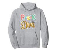 Little Miss Pre-K Diva | Preschool Princess Pullover Hoodie, Adult Unisex, Heather Grey, M