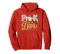 Little Miss Pre-K Diva | Preschool Princess Pullover Hoodie, Adult Unisex, Red, XL