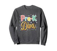 Little Miss Pre-K Diva | Preschool Princess Sweatshirt, Adult Unisex, Dark Heather Grey, M