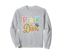 Little Miss Pre-K Diva | Preschool Princess Sweatshirt, Adult Unisex, Heather Grey, L