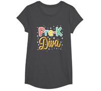 Little Miss Pre-K Diva | Preschool Princess T-Shirt, Girls, Dark Heather Grey, Medium
