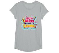 Little Miss Pre K Ready to Learn School Graphic T-Shirt, Girls, Heather Grey, Small