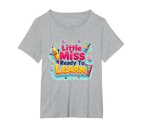 Little Miss Pre K Ready to Learn School Graphic T-Shirt, Women's Plus, Heather Grey, 2X