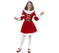 Children's Red Little Miss Santa Costume. - santa little miss costume outfit christmas fancy dress girls medium red years