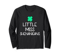 Little Miss Shenanigans St Patrick's Day Girl Cute Irish Kid Long Sleeve T-Shirt