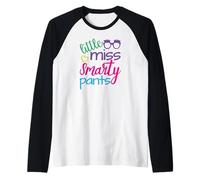 Little Miss Smart Pants Cute Girls T-Shirt Raglan Baseball Tee