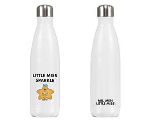 Little Miss Sparkle Stainless Steel Water Bottle - 500ml | 26cm x 7cm Reusable Drink Bottle | Official Mr Men Gift | Proudly Printed in The UK | Eco-Friendly & Durable Design