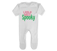 Little Miss Spooky (Cobweb Style) Baby Romper Jumpsuit with feet, 0-3 Months, White