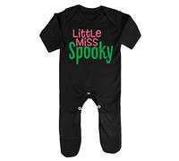 Little Miss Spooky (Cobweb Style) Baby Romper Jumpsuit with feet, 3-6 Months, Black