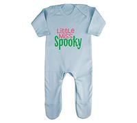 Little Miss Spooky (Cobweb Style) Baby Romper Jumpsuit with feet, 3-6 Months, Pastel Blue