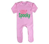 Little Miss Spooky (Cobweb Style) Baby Romper Jumpsuit with feet, 3-6 Months, Pastel Pink