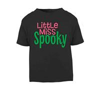 Little Miss Spooky (Cobweb Style) Short Sleeve Cotton Toddler t Shirt, 1-2 Years, Black