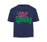 Little Miss Spooky (Cobweb Style) Short Sleeve Cotton Toddler t Shirt, 1-2 Years, Navy