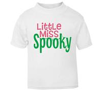 Little Miss Spooky (Cobweb Style) Short Sleeve Cotton Toddler t Shirt, 1-2 Years, White