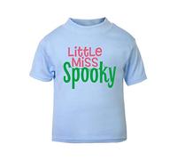 Little Miss Spooky (Cobweb Style) Short Sleeve Cotton Toddler t Shirt, 2-3 Years, Pastel Blue