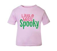 Little Miss Spooky (Cobweb Style) Short Sleeve Cotton Toddler t Shirt, 3-4 Years, Pastel Pink