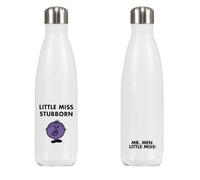 Little Miss Stubborn Stainless Steel Water Bottle - 500ml | 26cm x 7cm Reusable Drink Bottle | Official Mr Men Gift | Proudly Printed in The UK | Eco-Friendly & Durable Design