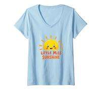 Little Miss Sunshine Cheerful Sun Kids V-Neck T-Shirt, Women, Baby Blue, XXL