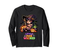 Little Miss Wicked Cute Halloween Witch Design Long Sleeve T-Shirt