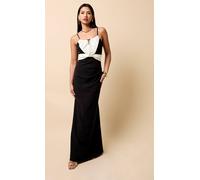 Little Mistress Black And Cream Contrast Maxi Dress Black 16