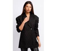 Little Mistress Black And Silver Diamanté Blazer Black 18