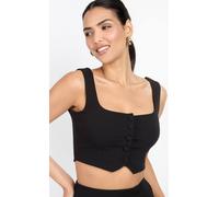 Little Mistress Black Button Front Bralette Top Black 18