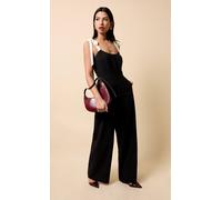Little Mistress Women's Black Contrast Shoulder Bow Jumpsuit | Size: 10 Little Mistress Black 10