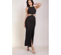 Little Mistress Black Diamante Cut-Out Maxi Dress Black 18