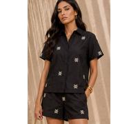 Little Mistress Women's Black Embroidered Rayon Blend Shirt | Size: 10 Little Mistress Black 10