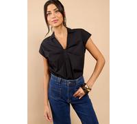 Little Mistress Black Gathered Detail Shirt Top Black XL
