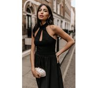 Little Mistress Black Halter Neck Keyhole Midaxi Dress Black 12