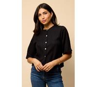 Little Mistress Black Knitted Button Down Top Black 10