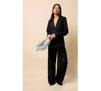 Little Mistress Black Lace Wide Leg Trousers Black 18