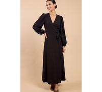 Little Mistress Women's Black Long Sleeve Wrap Midi Dress | Size: 16 Little Mistress Black 16