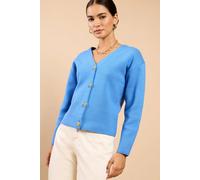 Little Mistress Blue Button Detail Knit Cardigan Blue S