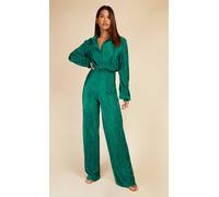 Little Mistress Bottle Green Plisse Trousers Bottle Green 16