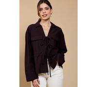 Little Mistress Brown Tie Detail Blouse Brown