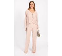 Little Mistress Champagne Plisse Trousers In Natural Natural L